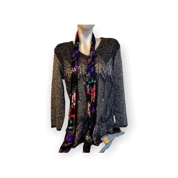 Norton McNaughton black silver shimmer sweater - Picture 3 of 13